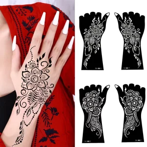 Black Henna Cream Temporary Tattoo Sticker Hollow Hands Template Made of Durable Paper