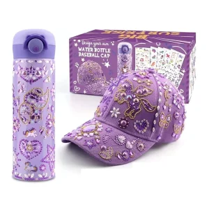 Make Your Own Bottle With Glitter Gem Diaond Tattoo Sticker Craft Kit for Kids Girl Diy Bottle and Hat