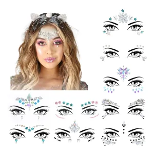 Make up Mermaid Face Gems Jewels Stickers Self Adhesive Crystal Rhinestone Face Stickers for Festival Party