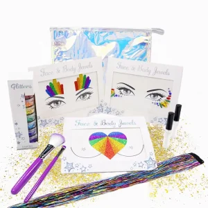 Makeup Hair Tinsel Rainbow Chunky Face Body Glitter Rhinestone Face Jewels Sticker in Bag