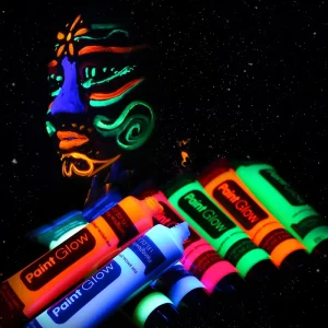 Makeup Party Halloween Organic Pigment Water Activated Black Glow in the Dark Aqua Based Uv Neon Black Light Face Body Paint Kit