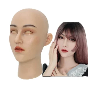 Male to Female Silicone Full Head Mask Crossdresser Drag Queen Face Mask for Cosplay Sissy Masquerade Party