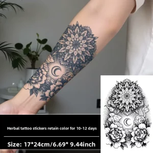 Mandala Peony Crescent Moon Auspicious Clouds Herbal Juice-Inspired Paper Tattoo Stickers Water Transfer Printed Luxury
