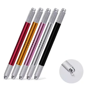 Manual Double-head Permanent Eyebrow Tattoo Pen Eyebrow Makeup Tattooing Machine Microblading Pen Round Needles