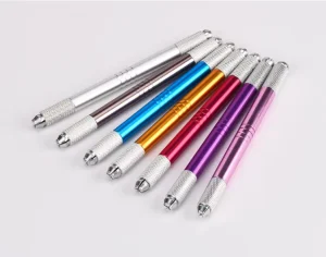Manual Dual-head Permanent Eyebrow Tattoo Pen Eyebrow Makeup Tattooing Machine Microblading Pen Round Needles
