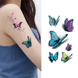Manufacturer Butterfly Rose Flower Colorful Leg Thigh Lotus Flower Waterproof 3D Arm Tattoo Stickers