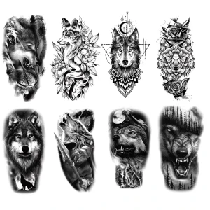Manufacturer Custom Temporary Tattoo Waterproof Tatoo Sticker Fake Body Wolf Temporary Tattoo for Men