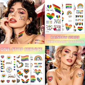 Manufacturer LGBTQ Pride Love Is Love Aesthetic Non toxic Waterproof Temporary Tattoo Stickers for Face Body Sexy Design