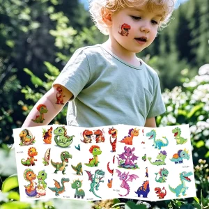 Manufacturer’s New Stock Cartoon Dinosaur Tattoo Stickers Children’s Face Tattoos Featuring Tyrannosaurus Rex Paper