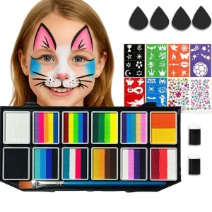 Maquillaje Face Painting Supplies 12 color Kids Face Paint Palette Washable Face Body Paint for Festival Party Cosplay
