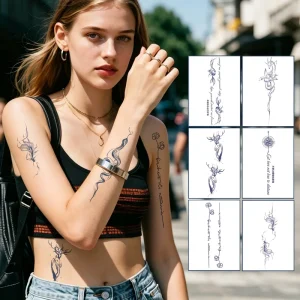 Matte Back Semi Permanent Juice Tattoo Waterproof Long Last 2 Weeks Temporary Tattoo Sticker for Women OEM