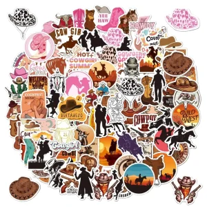 Matte Finish Western Cowboy Stickers Custom Shape Die Cut Self Adhesive Waterproof UV Resistant Farm Branding Decals