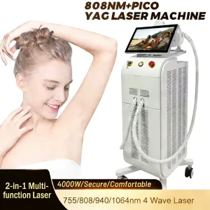 Medical Cold Diode Laser Hair Removal Machine 808nm 4 Wavelength Painless Ice Cooling Permanent for All Skin Types Salon Use