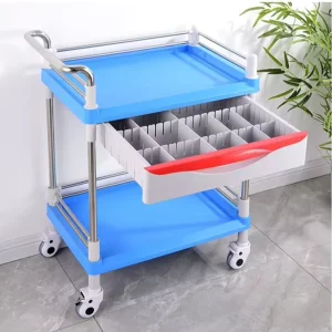 Medical Multifunctional Two Layers High Grade ABS Medicine Cart Trolley Luxury Silent Castors Tattoo Rolling