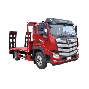 Medium Flatbed Tow Truck Heavy Equipment Transport Vehicle With Foldable Ramp for Mini Excavator Roller Bulldozer Delivery