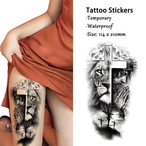 Medium Size Half Arm Waterproof Temporary Tattoo Sticker Anubis Ancient Egypt Dog Roma Clock Eye Full Arm Body Art Decoration
