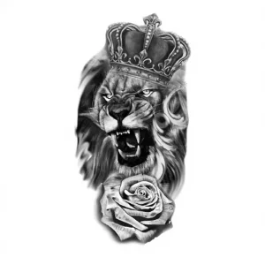 Men Half Arm Water Transfer Paper Tattoo Stickers High Quality Flower Crown Lion Design Long Lasting Temporary Tattoos