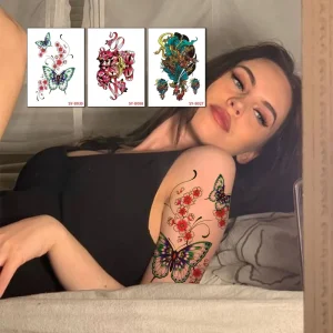 Men/Women’s Style Temporary Body Art Tattoo Stickers Waterproof Flowers Arm Body Tattoos Printed on Paper