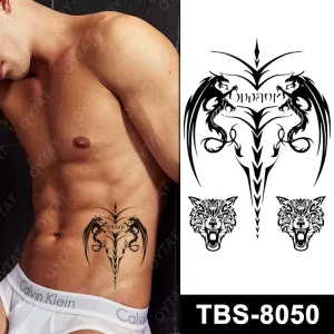 Men’s Black Body Arm Totem Sticker Temporary Tribal Tattoo