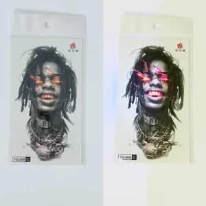 Men’s Women’s Body Art Water Transfer Temporary Tattoo Sticker PVC Material Customizable Glowing Neon UV Light Luminous
