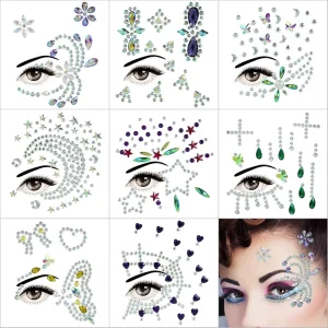 Mermaid Body Jewels Rhinestones Crystal Stickers Removable Gold Stamped Jewelry Tattoos Decorations Parties Festivals Rave
