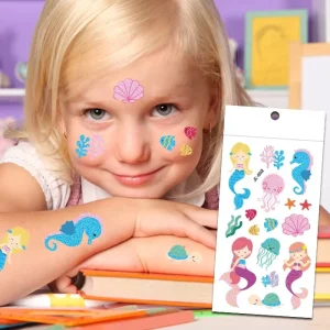 Mermaid Designs Glitter Temporary Tattoo Stickers Kid Body Tattoo
