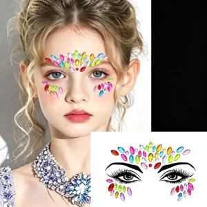 Mermaid Face Jewels Gem Rhinestones Rave Eyes Body Temporary Sticker Crystal Face Stickers Decorations for Festival Party