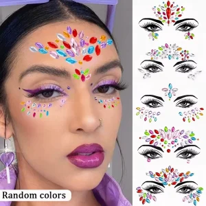 Mermaid Face Jewels Gem-s Rhinestones Rave Eyes Body Temporary Sticker Crystal Face Stickers Decorations for Women & Kids