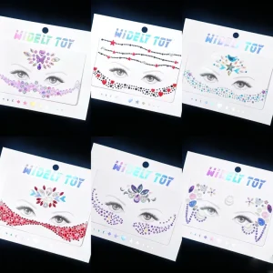 Mermaid Face Jewels Sticker Waterproof Mermaid Face Painting Rhinestone Body Tattoo Gem Crystal Glitter Stickers