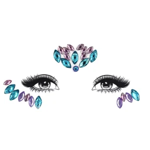 Mermaid Face Jewels Temporary Tattoo Stickers Acrylic Crystal Glitter Stickers Waterproof Eye Gems for Party Rave Festival