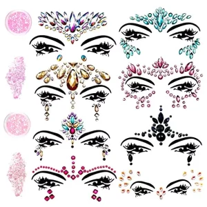 Mermaid Rhinestone Tattoo Face Jewels Glitter Bindi Crystals Rainbow Tears Face Stickers Fit for Festival Party