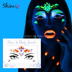 Mermaid Temporary Night Glowing Rhinestone Face Sticker Glow in Dark Gem Face Jewels Sticker