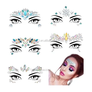 Mermaid Temporary Tattoo Face Gems Adhesive Crystal Body Eye Rhinestones