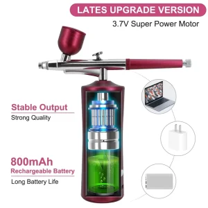 Metal Dual-Action Auto Stop Airbrush Kit Spray Paint Gun Nail Art Cake Decorating Microblading Barber Shop Brow Sculpting