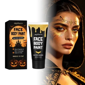 Metallic Gold Face Body Paint Gentle Skin Friendly Ingredients Vivid Pigmentation Create Unique Stylized Makeup Cosplay