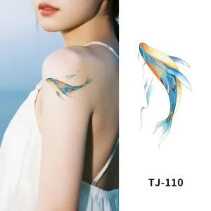 Metallic Gold Foil Temporary Tattoos Waterproof Body Art for Face Arm Sleeves and Neck