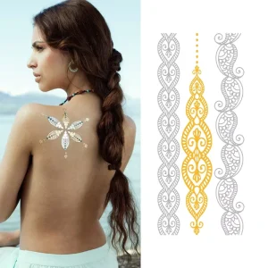 Metallic Henna Gold Custom Temporary Waterproof Tattoo for Women Body Arms Tatoo tattoo Sticker