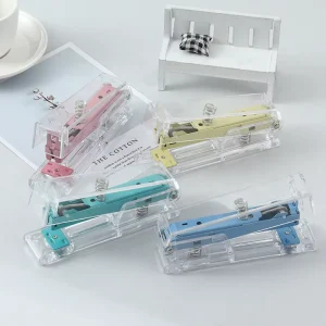 Metallic Mint Color Manual Metal & Stainless Steel Stapler Clear Body for Desktop Office and Home Desk Accessories