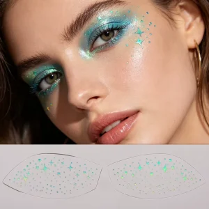 Metallic Tattoo Stickers for Eyes Shiny Silver Gold Pink Foil Instant Glamorous Makeup Party & Festival Supplies Easy to Apply