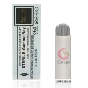 Microblading 0.15mm Tebori Blades Tattoo Needle Permanent Makeup 24U Shape Manual Eyebrow Nano Microblade With LOT NO. EXP Date