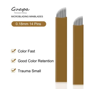 Microblading Blades Tattoo Eyebrow Needles 14Pin 0.18mm Nano Agujas de Microblading for Hair Strokes Brows and Nano Brows