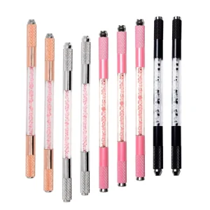 Microblading Double Heads Crystal Holder Manual Tattoo Eyebrow Microblade Tool Microblading Pen