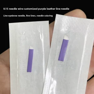 Microblading Needle Blades 0.15mm Purple Handle Eyebrow Fine Lines Hand Crafted Needles Natural Looking Brows 14 Pin 18 Pin