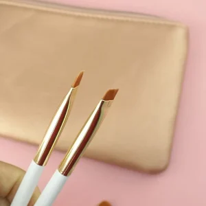 Microblading PMU Brush Custom Logo Low MOQ Flat Wooden Ultra thin Angled Eyebrow Brush Angle Brush for Eye Brows Eyeliner