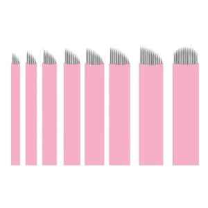 Microblading PMU Kit Blade Needle Tebori Tool 0.16mm Pink Permanent Makeup Micro Blades Shade