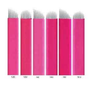 Microblading Pink Blade Eyebrow Tattoo Permanent Makeup Training Shading Curve Flat Microblading Needle Nano Microblading Blades