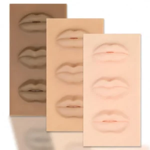 Microblading Silicone 5D Lip Blush Tattoo Practice Skin with 3 Design Lip Shape Solid Lip Block for Beginner Tattoo Training