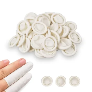 Microblading Supplies 100 Pieces Disposable Latex Finger Cots (White 7x2cm) Anti static Powder Free Soft Permanent Makeup