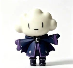 Midnight Purple Wizard Cloud Head Vinyl Toy Star Moon Decor Minimal Line Face Collectible Figurine China Factory