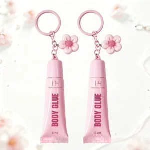 Mild Sweat Hypoallergenic Waterproof Resistant Easy Clean Cute Pink Keychain Design 8ml Body Adhesive